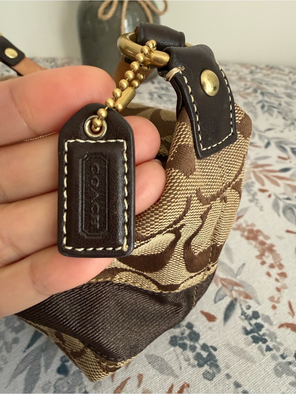 Coach Brown and Tan Signature Jacquard Mini bag - Picture 3 of 9
